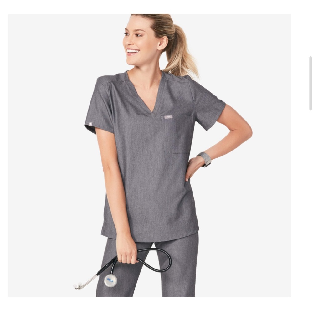 Figs graphite gray caterina one pocket Women's V-Neck Scrub Top